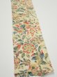 Photo4: 2E10z30  Japanese Kimono Silk  FABRIC Flowers Sand beige 38.6x7.3 (4)