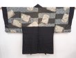 Photo1: 5920T01z490 Vintage Japanese Kimono Silk Men's HAORI  Black (1)