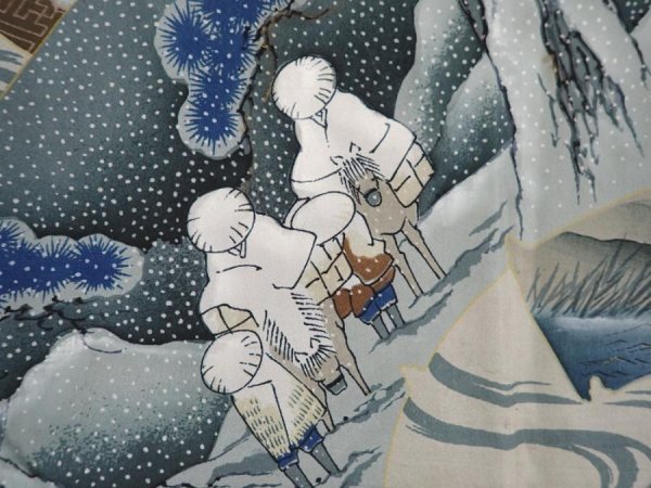 Photo4: 5920T02z430 Vintage Japanese Kimono Silk Men's HAORI Ukiyoe Black (4)