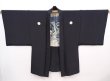 Photo6: 5920T02z430 Vintage Japanese Kimono Silk Men's HAORI Ukiyoe Black (6)