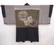 Photo1: 5920T03z580 Vintage Japanese Kimono Silk Men's HAORI Ship Black (1)