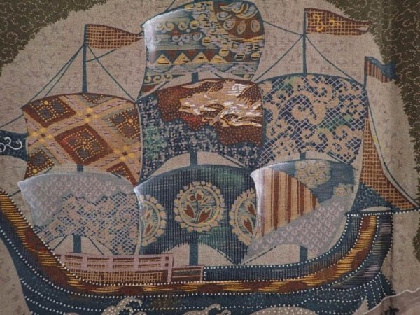 Photo4: 5920T03z580 Vintage Japanese Kimono Silk Men's HAORI Ship Black (4)