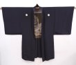 Photo6: 5920T03z580 Vintage Japanese Kimono Silk Men's HAORI Ship Black (6)