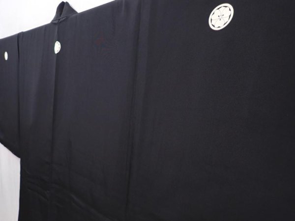 Photo5: 5920T04z620 Vintage Japanese Kimono Silk Men's HAORI Bridge Black (5)
