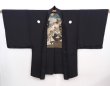 Photo7: 5920T04z620 Vintage Japanese Kimono Silk Men's HAORI Bridge Black (7)
