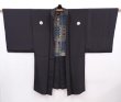 Photo5: 5920T05z550 Vintage Japanese Kimono Silk Men's HAORI 千社札 Black (5)