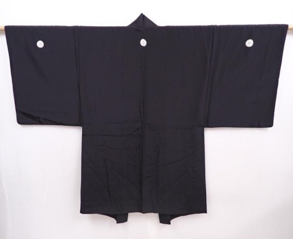 Photo4: 5920T06z560 Vintage Japanese Kimono Silk Men's HAORI Noh mask Black (4)