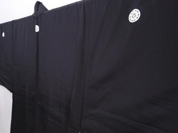 Photo5: 5920T06z560 Vintage Japanese Kimono Silk Men's HAORI Noh mask Black (5)