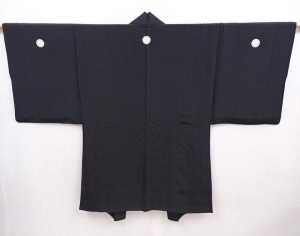 Photo4: 5920T09z510 Vintage Japanese Kimono Silk Men's HAORI Mt.Fuji Black (4)