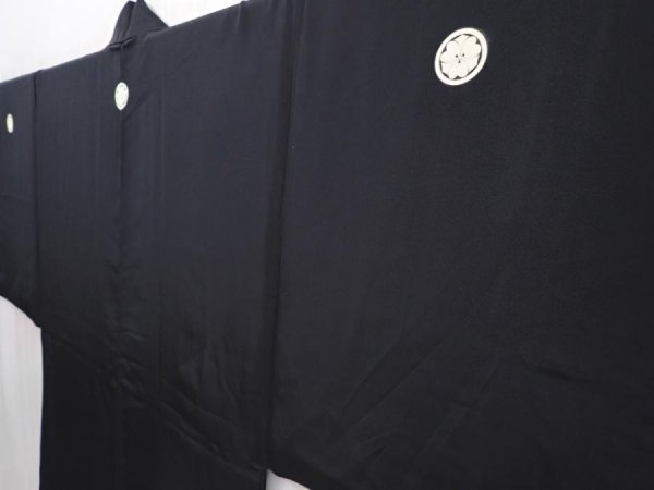 Photo5: 5920T09z510 Vintage Japanese Kimono Silk Men's HAORI Mt.Fuji Black (5)