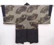 Photo1: 5920T10z570 Vintage Japanese Kimono Silk Men's HAORI Jigami Black (1)