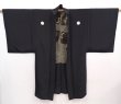 Photo5: 5920T10z570 Vintage Japanese Kimono Silk Men's HAORI Jigami Black (5)