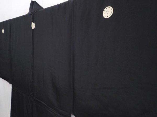 Photo6: 5920T10z570 Vintage Japanese Kimono Silk Men's HAORI Jigami Black (6)