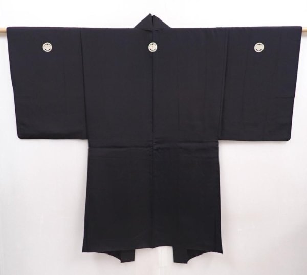 Photo5: 5920T11z680 Vintage Japanese Kimono Silk Men's HAORI  Black (5)