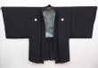 Photo7: 5920T12z560 Vintage Japanese Kimono Silk Men's HAORI Scenery Black (7)