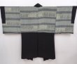 Photo1: 5920T13z570 Vintage Japanese Kimono Silk Men's HAORI  Black (1)