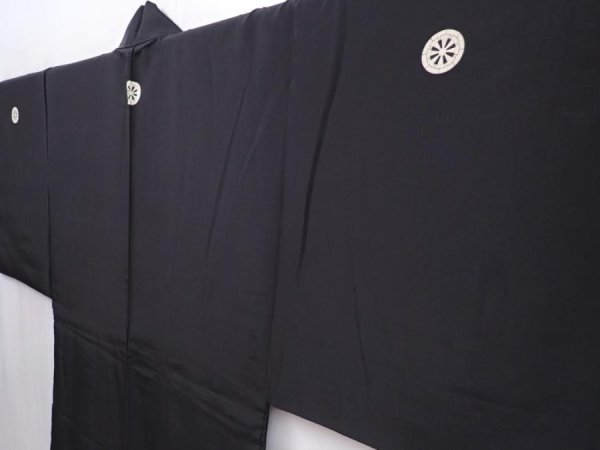 Photo5: 5920T14z540 Vintage Japanese Kimono Silk Men's HAORI 寿 Black (5)