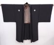 Photo6: 5920T14z540 Vintage Japanese Kimono Silk Men's HAORI 寿 Black (6)