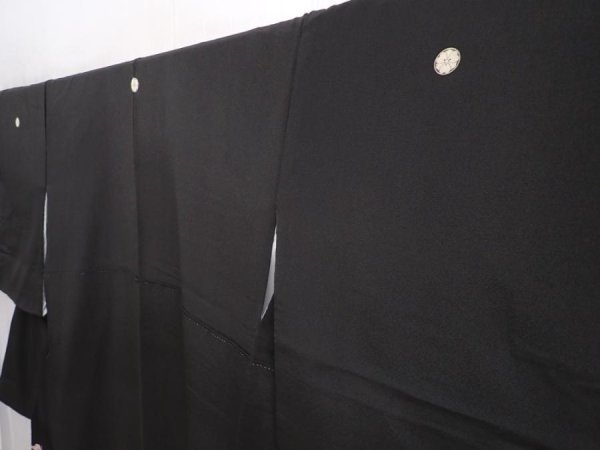 Photo2: 5926T01z1140  Japanese Kimono Silk TOMESODE Peacock Black (2)