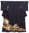 Photo1: 5926T03z1350 Japanese Kimono Silk ARTIST WORK TOMESODE Black (1)