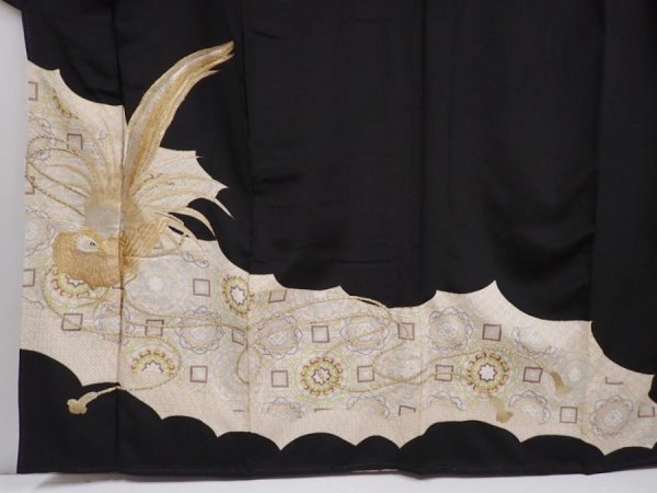 Photo5: 5926T05z1120 Vintage Japanese Kimono TOMESODE Bird Black (5)