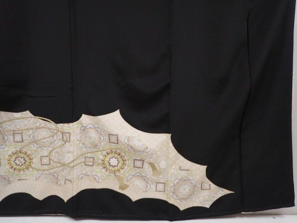 Photo7: 5926T05z1120 Vintage Japanese Kimono TOMESODE Bird Black (7)
