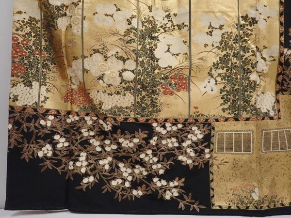 Photo6: 5926T06z1340 Japanese Kimono Silk ARTIST WORK TOMESODE Black (6)