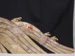 Photo7: 5926T07z1460 Vintage Japanese Kimono Silk TOMESODE Flying crane Black (7)