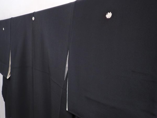 Photo2: 5926T08z1560 Vintage Japanese Kimono Silk TOMESODE Peacock Black (2)