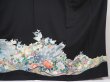 Photo7: 5926T08z1560 Vintage Japanese Kimono Silk TOMESODE Peacock Black (7)
