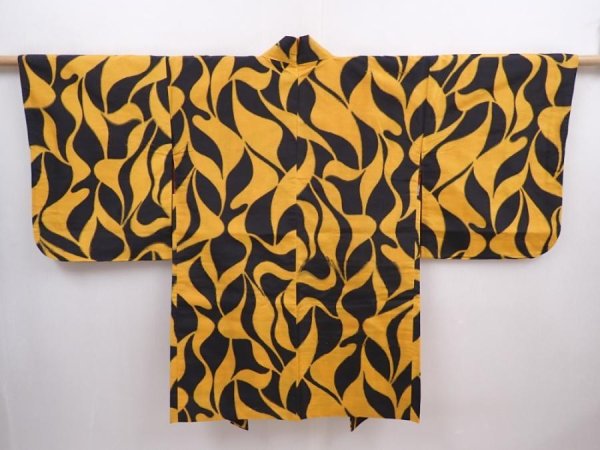 Photo1: 5915T01z380 Vintage Japanese Kimono Silk MEISEN HAORI  Orange (1)