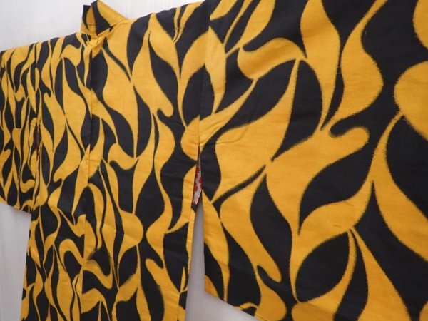 Photo2: 5915T01z380 Vintage Japanese Kimono Silk MEISEN HAORI  Orange (2)