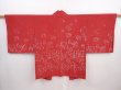 Photo1: 5915T02z510 Vintage Japanese Kimono Silk HAORI Flower Dull red (1)