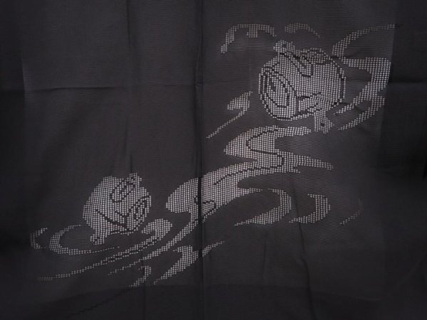 Photo3: 5915T05z280 Vintage Japanese Kimono Silk See through HAORI Mallet Black (3)
