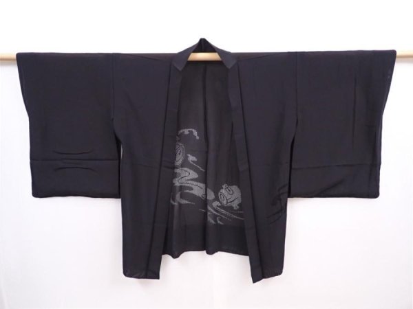 Photo5: 5915T05z280 Vintage Japanese Kimono Silk See through HAORI Mallet Black (5)