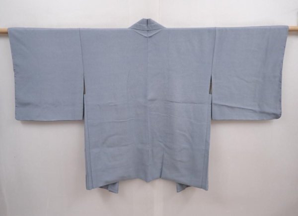 Photo1: 5915T07z470 Vintage Japanese Kimono Silk HAORI  Dull light blue (1)