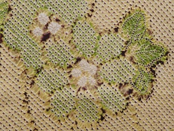 Photo4: 5915T08z410 Vintage Japanese Kimono Silk SHIBORI HAORI Flower Straw (4)