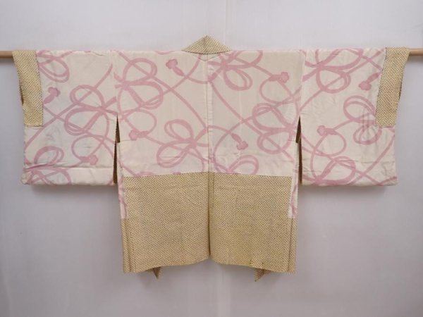 Photo6: 5915T08z410 Vintage Japanese Kimono Silk SHIBORI HAORI Flower Straw (6)