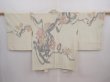 Photo1: 5915T09z610 Vintage Japanese Kimono Silk HAORI Flower Light olive (1)