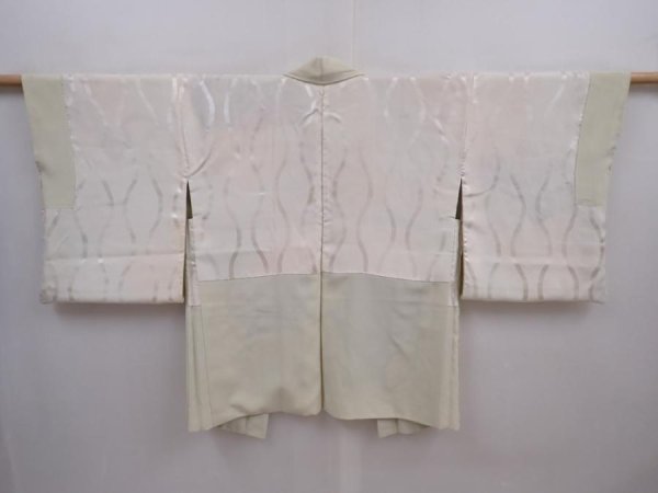 Photo6: 5915T09z610 Vintage Japanese Kimono Silk HAORI Flower Light olive (6)