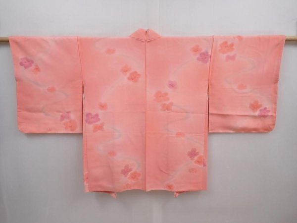 Photo1: 5915T11z490  Japanese Kimono Silk HAORI Flower Pink (1)