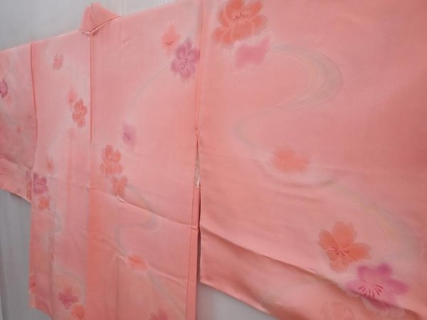 Photo2: 5915T11z490  Japanese Kimono Silk HAORI Flower Pink (2)