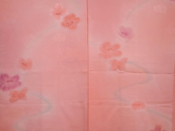 Photo3: 5915T11z490  Japanese Kimono Silk HAORI Flower Pink (3)