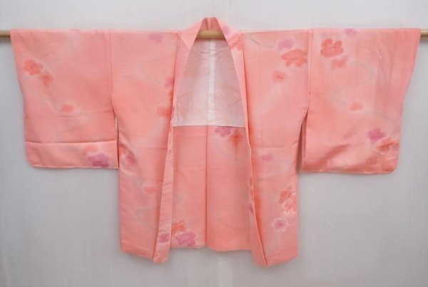 Photo5: 5915T11z490  Japanese Kimono Silk HAORI Flower Pink (5)