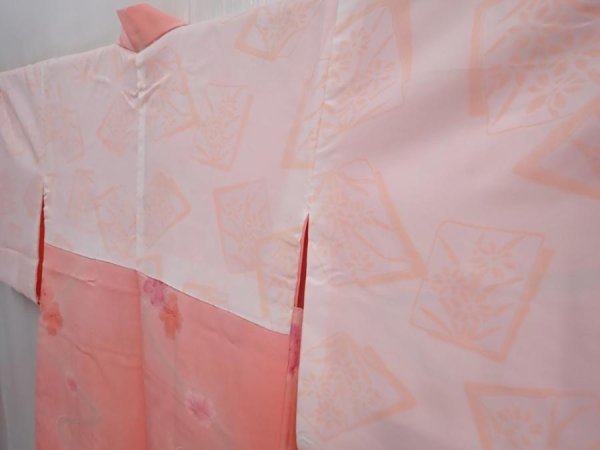 Photo7: 5915T11z490  Japanese Kimono Silk HAORI Flower Pink (7)