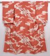 Photo1: 5915T12z530 Vintage Japanese Kimono Silk KOMON  Dark coral (1)