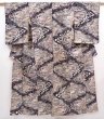 Photo1: 5915T13z930 Vintage Japanese Kimono Silk KOMON Wave Gray-Blue (1)