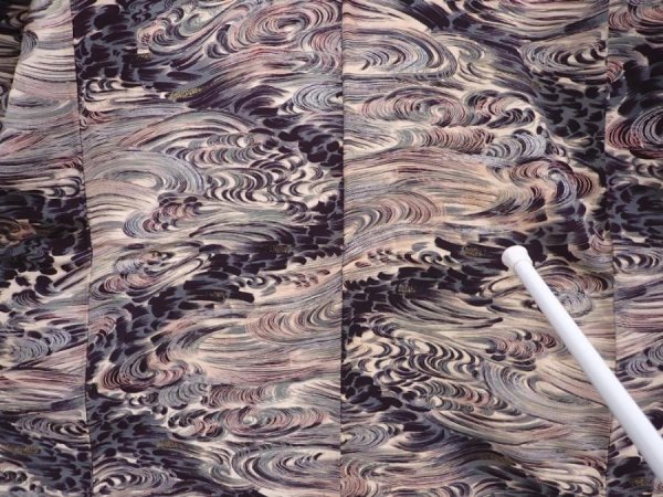 Photo8: 5915T13z930 Vintage Japanese Kimono Silk KOMON Wave Gray-Blue (8)