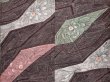 Photo5: 5915T14z850 Vintage Japanese Kimono Silk KOMON Chrysanthemum Dark brown (5)