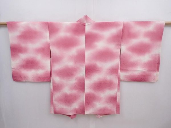 Photo1: 5919T06z600 Vintage Japanese Kimono Silk HAORI Flower Pink-Purple (1)